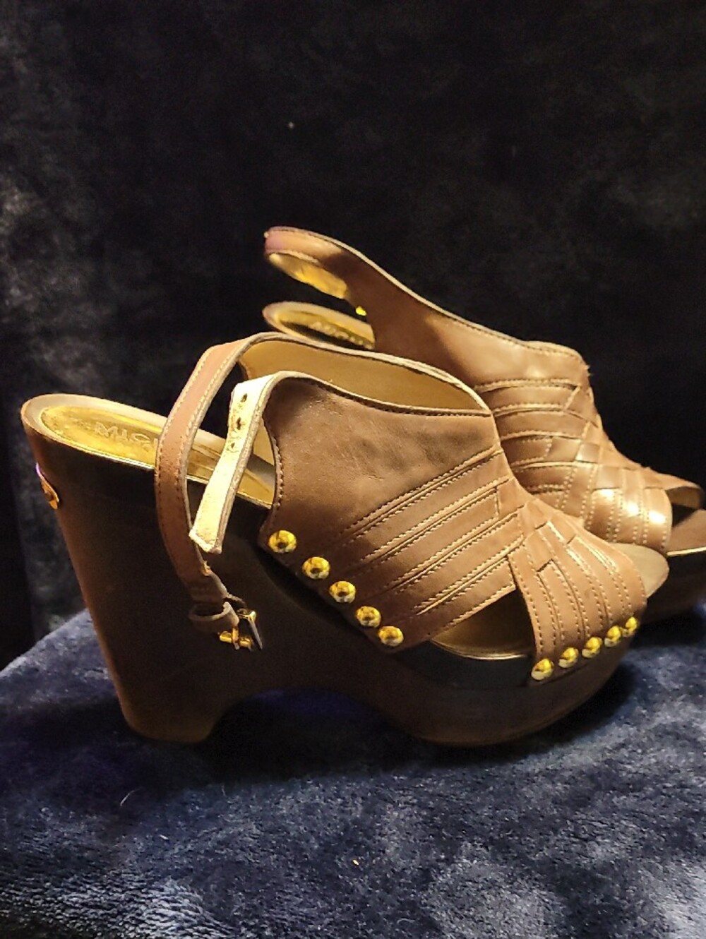 MICHAEL Michael Kors Brown Woven Leather Platform Sandals - Picture 2 of 2
